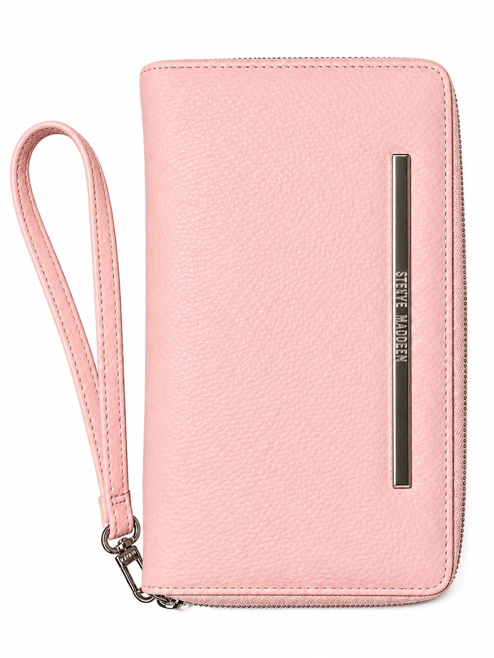 Steve Madden Light Pink Zip Wristlet with Metal Bar